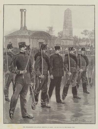La degradazione del capitano Dreyfus a Parigi, sulla strada verso il furgone della prigione da G.S. Amato
